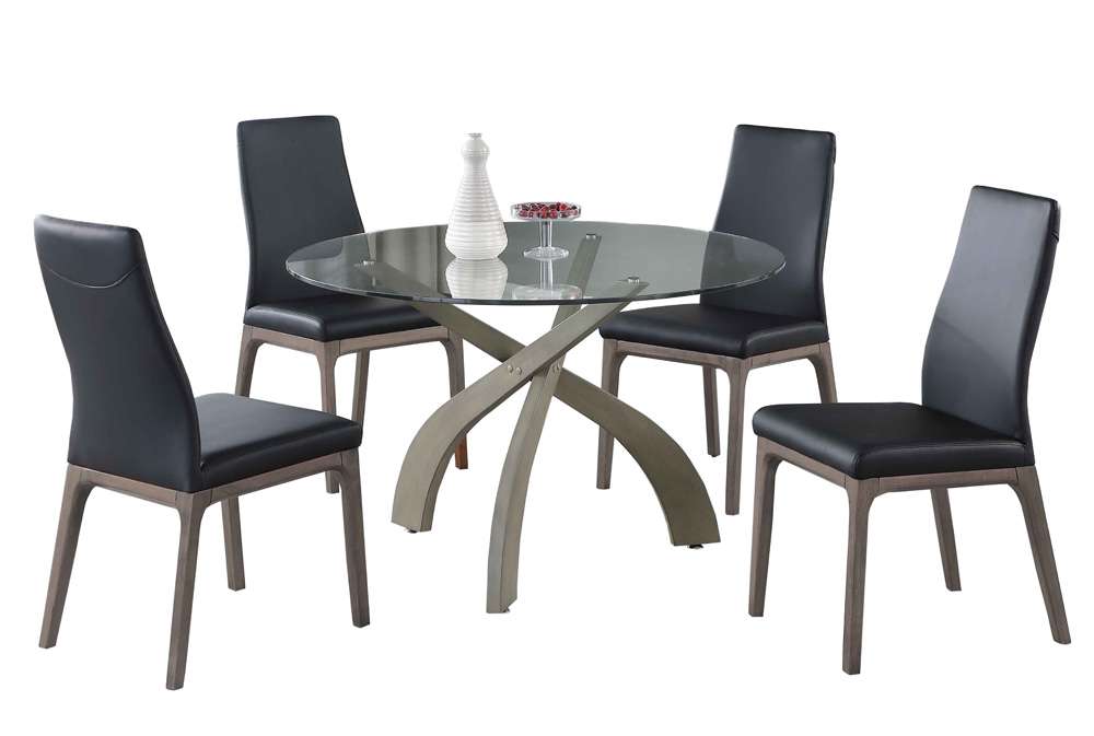 Chintaly - Peggy - Dining Set w/ Glass Top Table & Solid Wood Chairs - PEGGY-ROSARIO-5PC-BLK veiw 1