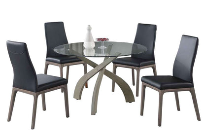 Chintaly - Peggy - Dining Set w/ Glass Top Table & Solid Wood Chairs - PEGGY-ROSARIO-5PC-BLK veiw 1