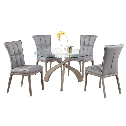 Chintaly - PEGGY - Dining Set w/ Glass Top Table & Tufted Solid Wood Chairs - PEGGY-5PC-GRY veiw 1