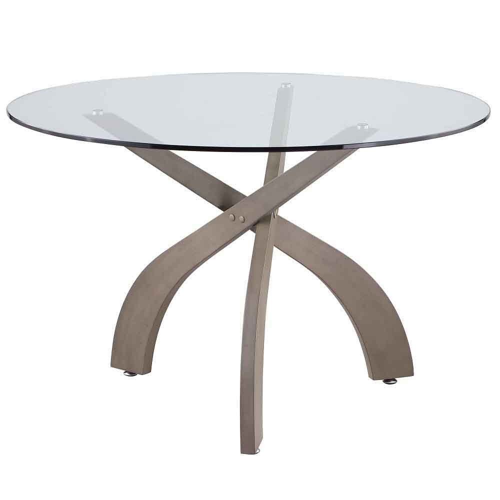 Chintaly - PEGGY - Dining Set w/ Glass Top Table & Tufted Solid Wood Chairs - PEGGY-5PC-GRY veiw 2