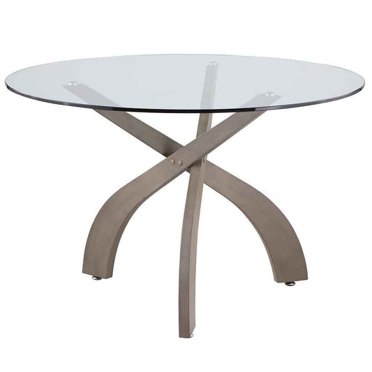 Chintaly - PEGGY - Dining Set w/ Glass Top Table & Tufted Solid Wood Chairs - PEGGY-5PC-GRY veiw 2