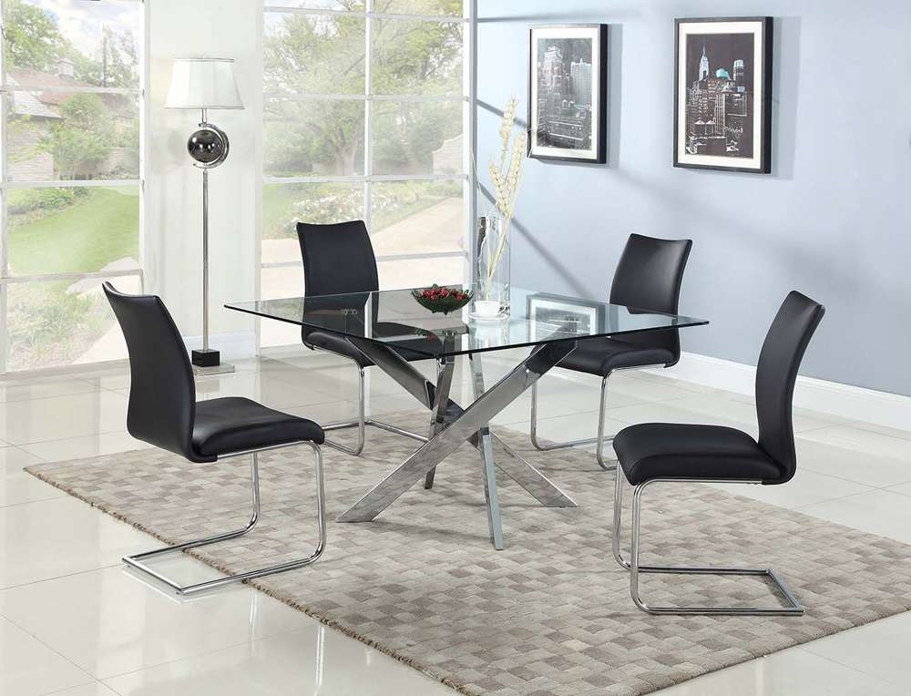 Chintaly - Pixie - Dining Set w/ Glass Top Table & 4 Cantilever Side Chairs - PIXIE-JANE-5PC veiw 1