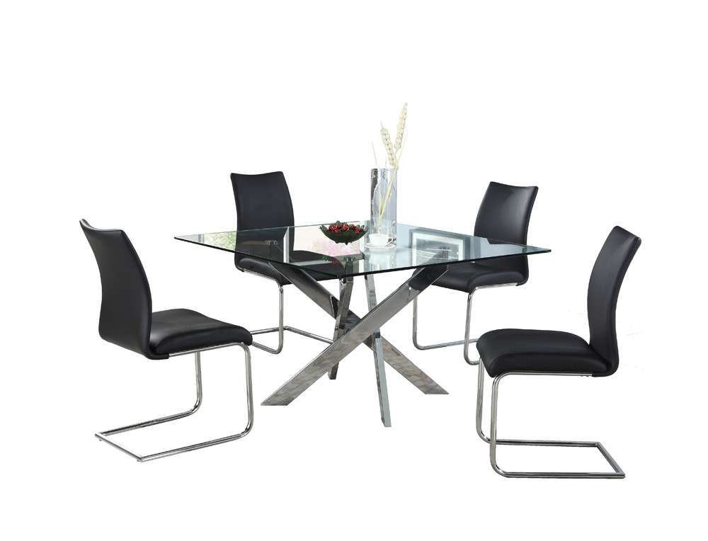 Chintaly - Pixie - Dining Set w/ Glass Top Table & 4 Cantilever Side Chairs - PIXIE-JANE-5PC veiw 2