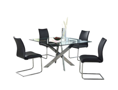 Chintaly - Pixie - Dining Set w/ Glass Top Table & 4 Cantilever Side Chairs - PIXIE-JANE-5PC veiw 2