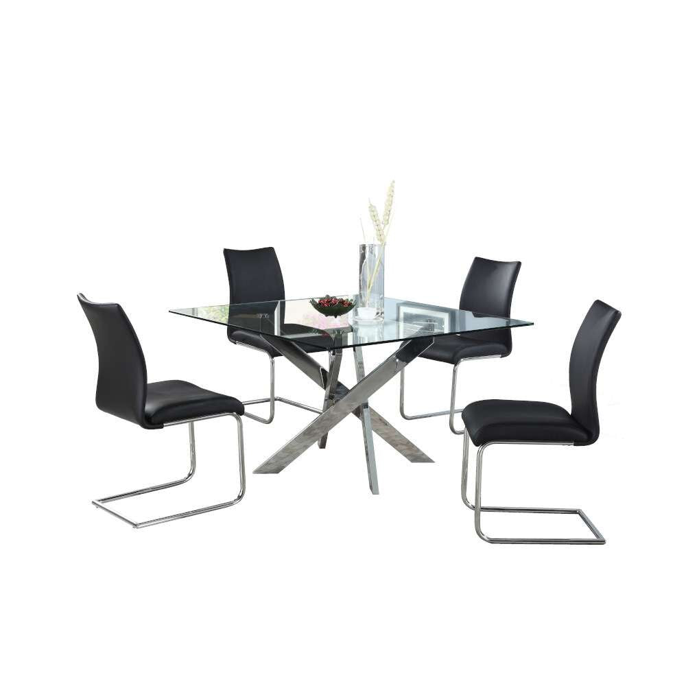 Chintaly - Pixie - Dining Set w/ Glass Top Table & 4 Cantilever Side Chairs - PIXIE-JANE-5PC veiw 3