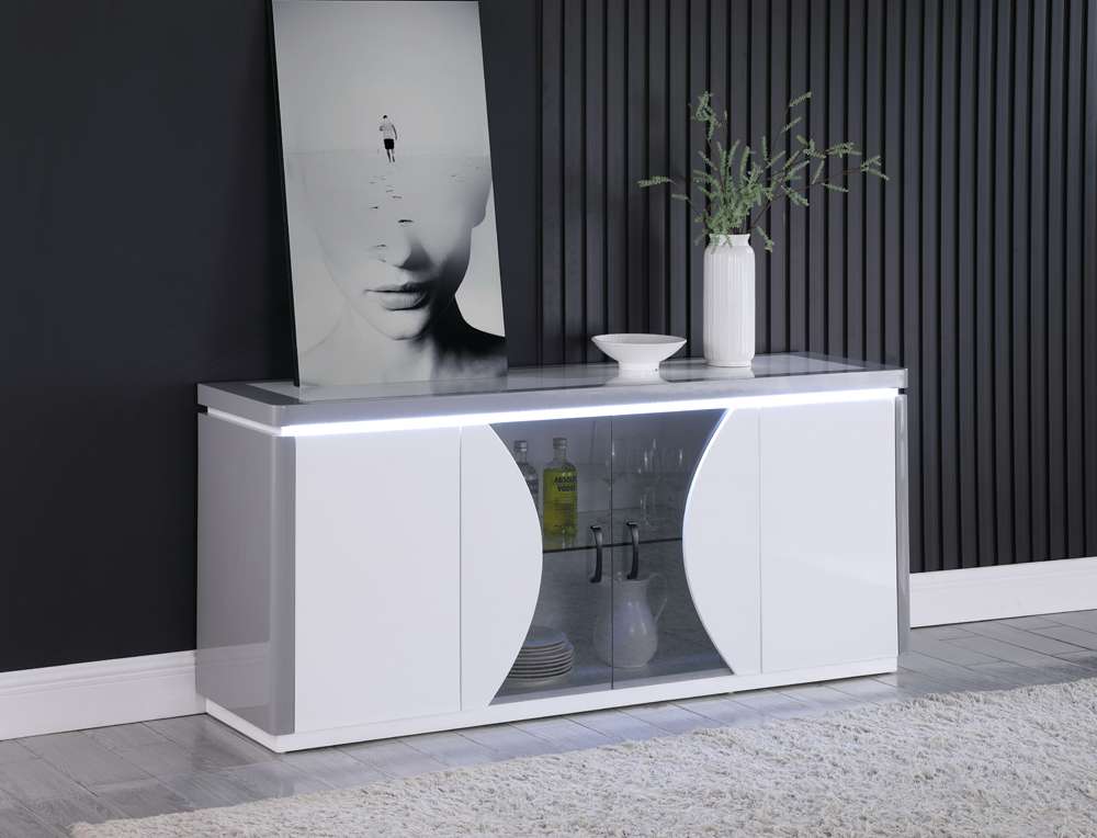 Chintaly - Rachel 2-Tone Contemporary Buffet w/ Tinted Glass Doors & LED Light - RACHEL-BUF veiw 1