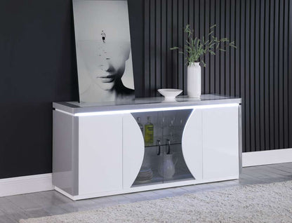 Chintaly - Rachel 2-Tone Contemporary Buffet w/ Tinted Glass Doors & LED Light - RACHEL-BUF veiw 1