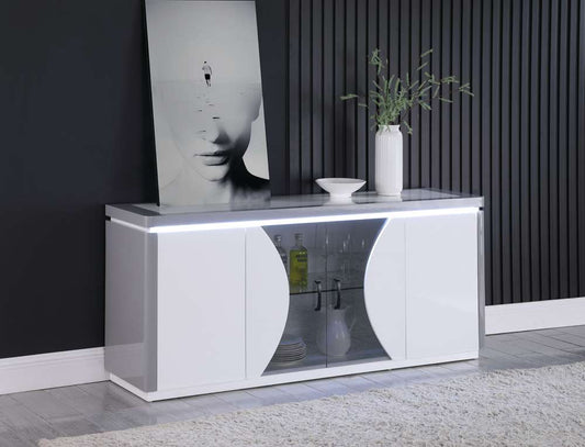 Chintaly - Rachel 2-Tone Contemporary Buffet w/ Tinted Glass Doors & LED Light - RACHEL-BUF veiw 1