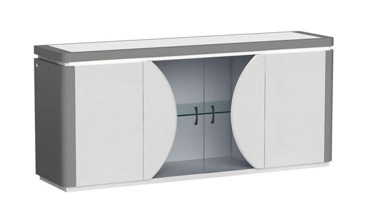 Chintaly - Rachel 2-Tone Contemporary Buffet w/ Tinted Glass Doors & LED Light - RACHEL-BUF veiw 2