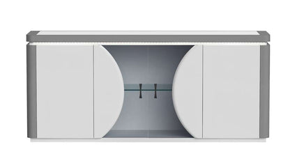 Chintaly - Rachel 2-Tone Contemporary Buffet w/ Tinted Glass Doors & LED Light - RACHEL-BUF veiw 3