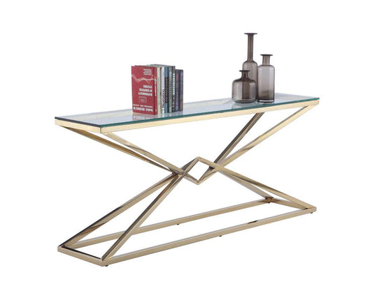 Chintaly - Rectangular Sofa Table With 12Mm Glass Top - 7616-ST veiw 1