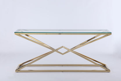 Chintaly - Rectangular Sofa Table With 12Mm Glass Top - 7616-ST veiw 3