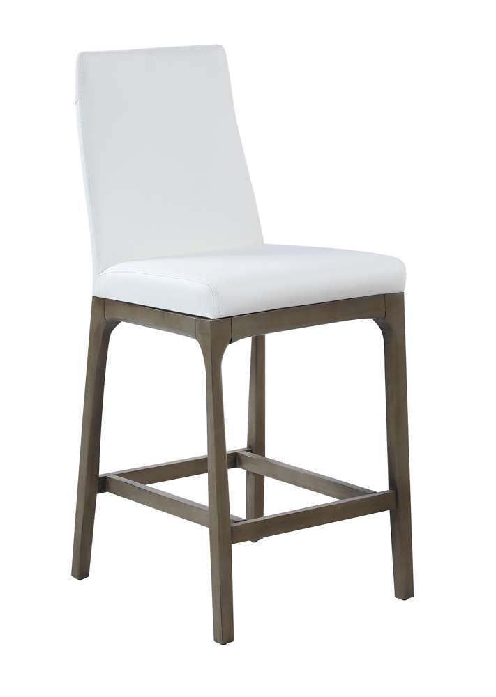 Chintaly - Rosario Modern Counter Stool w/ Solid Wood Base - ROSARIO-CS-GRY-WHT veiw 1