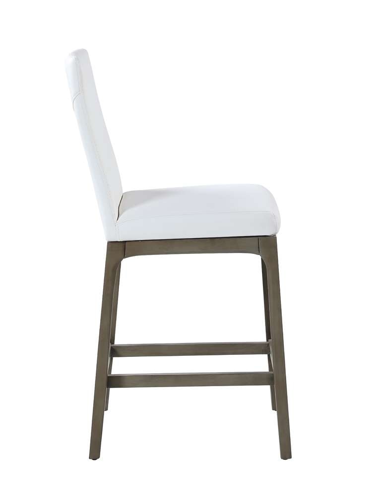 Chintaly - Rosario Modern Counter Stool w/ Solid Wood Base - ROSARIO-CS-GRY-WHT veiw 3