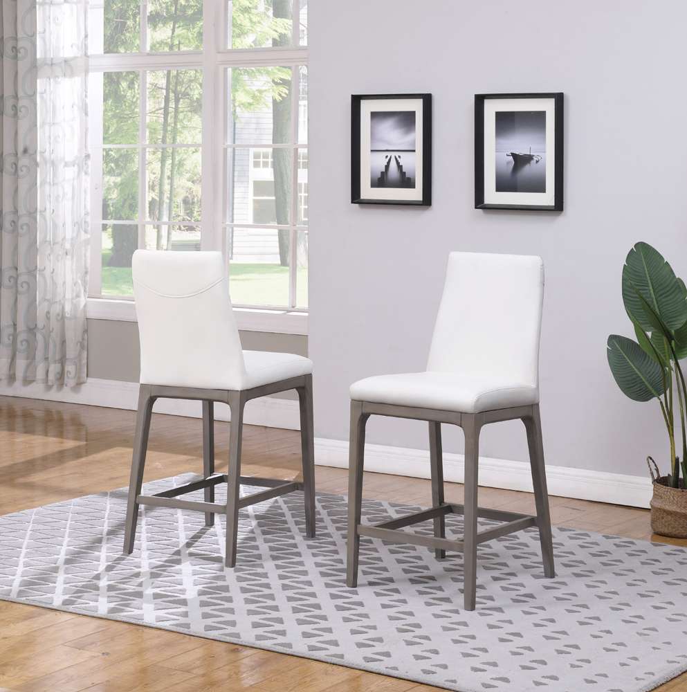 Chintaly - Rosario Modern Counter Stool w/ Solid Wood Base - ROSARIO-CS-GRY-WHT veiw 8