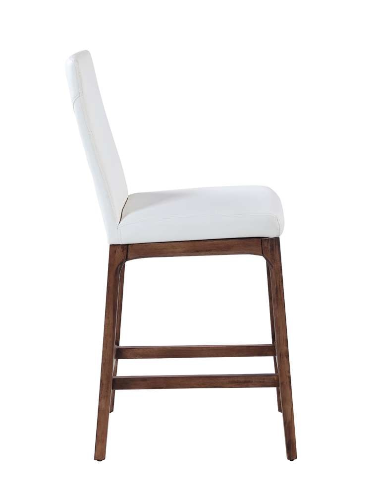 Chintaly - Rosario Modern Counter Stool w/ Solid Wood Base - ROSARIO-CS-WAL-WHT veiw 2