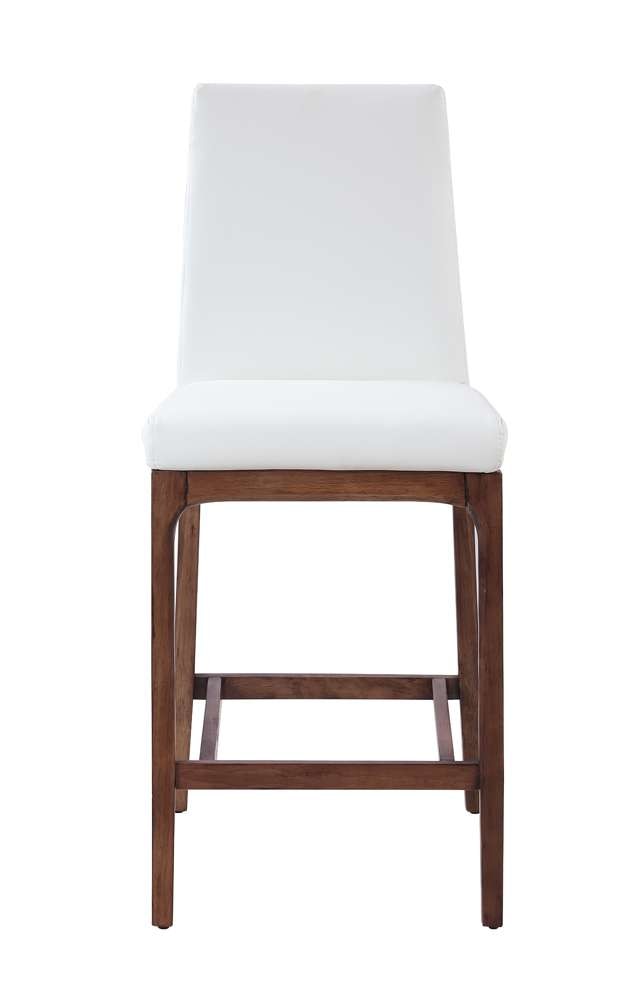Chintaly - Rosario Modern Counter Stool w/ Solid Wood Base - ROSARIO-CS-WAL-WHT veiw 3