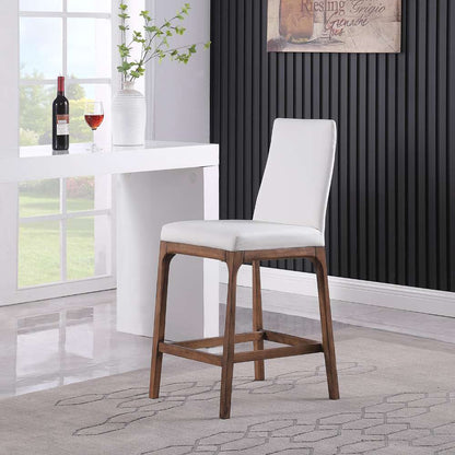 Chintaly - Rosario Modern Counter Stool w/ Solid Wood Base - ROSARIO-CS-WAL-WHT veiw 6