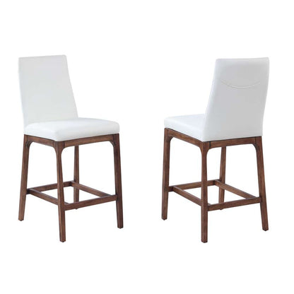 Chintaly - Rosario Modern Counter Stool w/ Solid Wood Base - ROSARIO-CS-WAL-WHT veiw 9