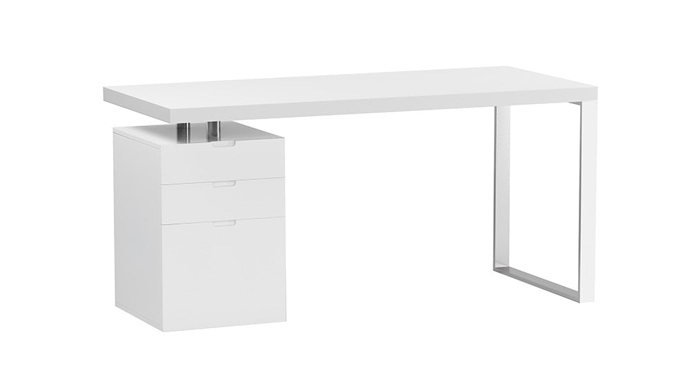 Chintaly - Rotatable Home Office Desk w/ Wooden Top & 3-Drawer Cabinet - 6916-DSK veiw 1