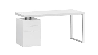 Chintaly - Rotatable Home Office Desk w/ Wooden Top & 3-Drawer Cabinet - 6916-DSK veiw 1