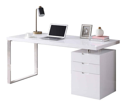 Chintaly - Rotatable Home Office Desk w/ Wooden Top & 3-Drawer Cabinet - 6916-DSK veiw 2