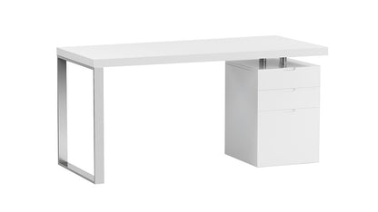 Chintaly - Rotatable Home Office Desk w/ Wooden Top & 3-Drawer Cabinet - 6916-DSK veiw 3