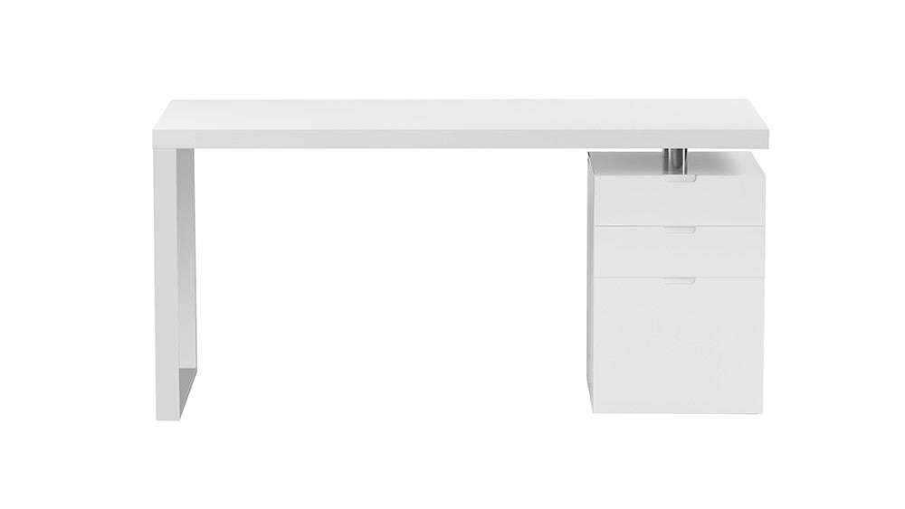 Chintaly - Rotatable Home Office Desk w/ Wooden Top & 3-Drawer Cabinet - 6916-DSK veiw 5