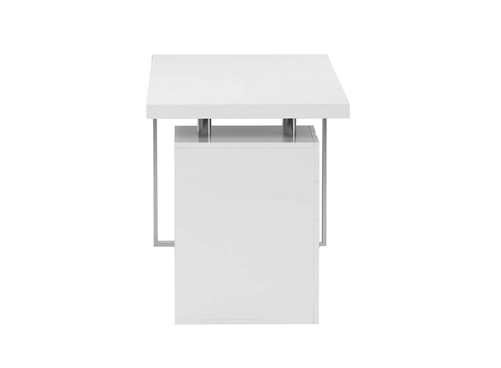 Chintaly - Rotatable Home Office Desk w/ Wooden Top & 3-Drawer Cabinet - 6916-DSK veiw 6