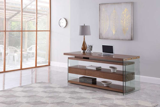 Chintaly - Rotatable Wooden Desk w/ 3 Drawers and 3 Shelves - 6902-DSK-WAL veiw 1
