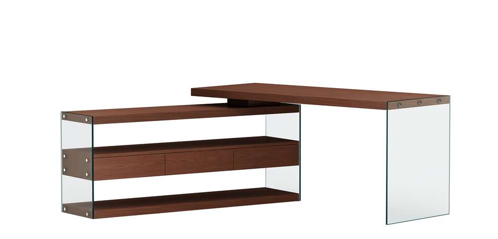 Chintaly - Rotatable Wooden Desk w/ 3 Drawers and 3 Shelves - 6902-DSK-WAL veiw 3
