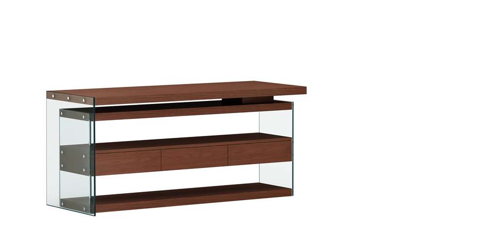Chintaly - Rotatable Wooden Desk w/ 3 Drawers and 3 Shelves - 6902-DSK-WAL veiw 4