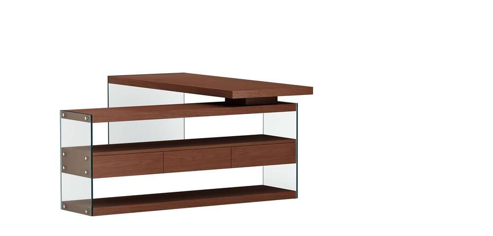 Chintaly - Rotatable Wooden Desk w/ 3 Drawers and 3 Shelves - 6902-DSK-WAL veiw 5