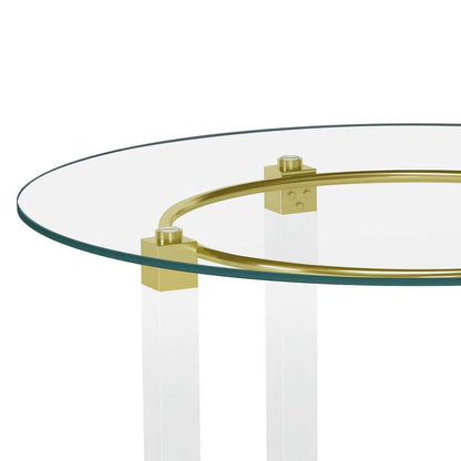 Chintaly - Round Glass Dining Table w/ Acrylic & Steel Base w/ Golden Accents - 4038-DT-GLD veiw 5