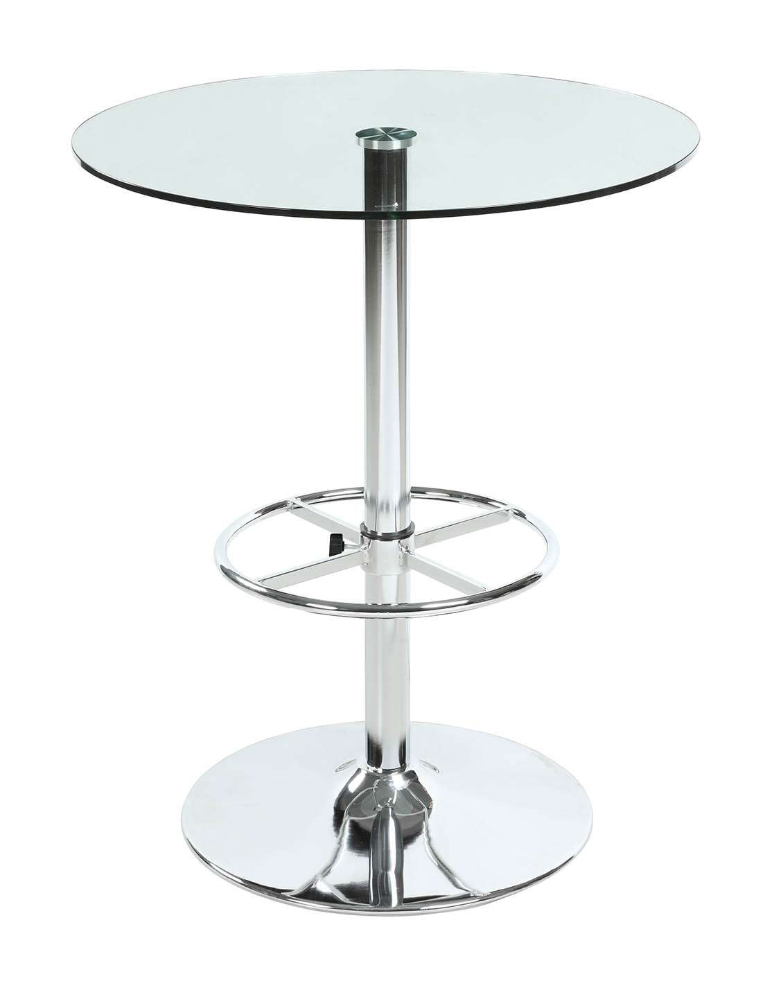 Chintaly - Round Glass Top Pub Table w/ Steel Pedestal Base - PUB-TABLE-30 veiw 1