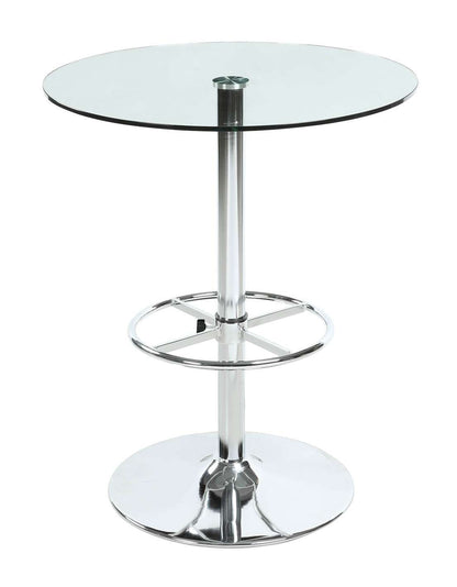 Chintaly - Round Glass Top Pub Table w/ Steel Pedestal Base - PUB-TABLE-30 veiw 1
