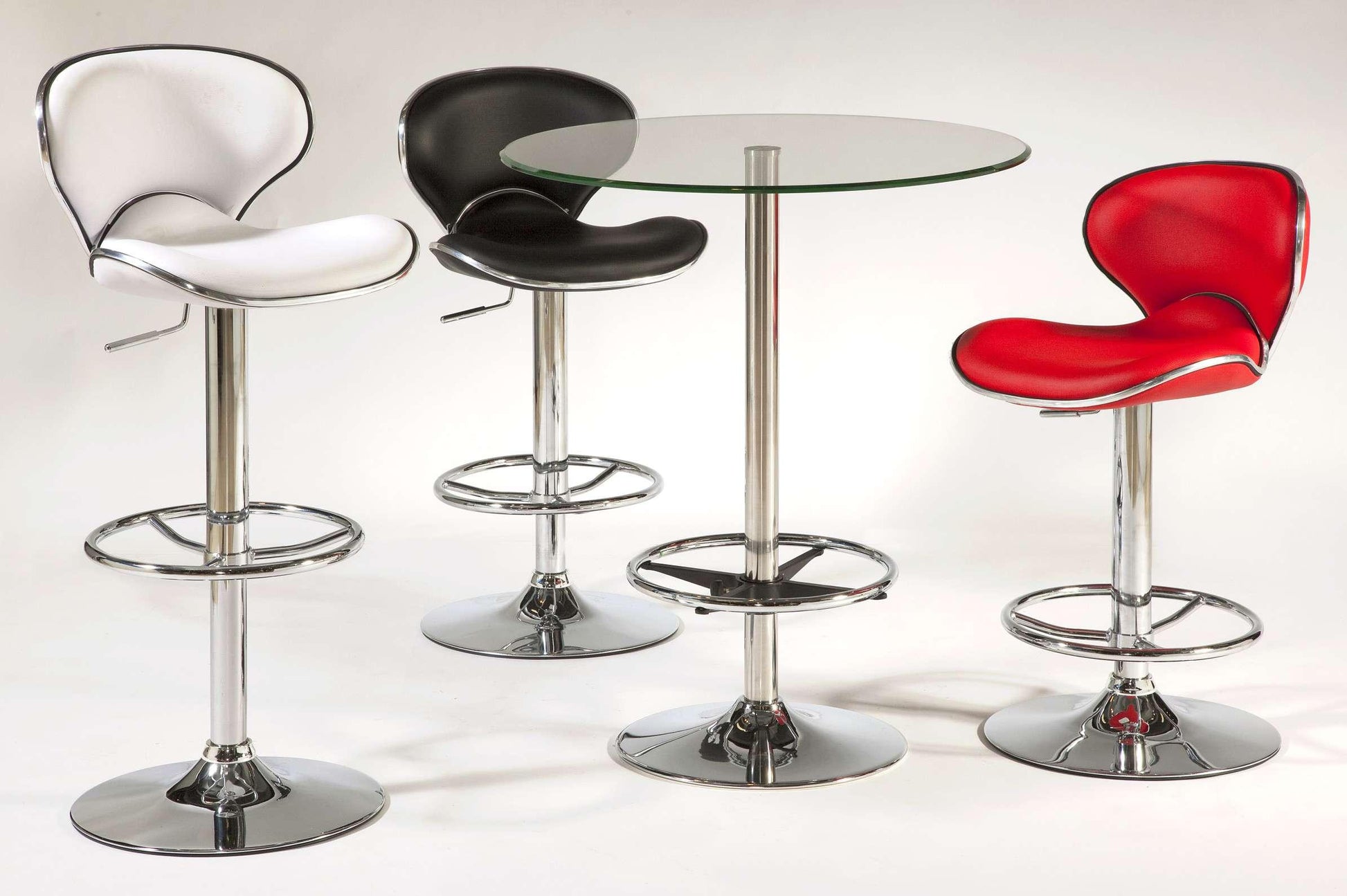 Chintaly - Round Glass Top Pub Table w/ Steel Pedestal Base - PUB-TABLE-30 veiw 3