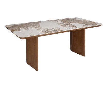 Chintaly - RUBY - Modern Ceramic & Wooden Top Table w/ Wooden Legs - RUBY-DT veiw 1