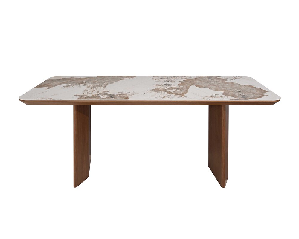 Chintaly - RUBY - Modern Ceramic & Wooden Top Table w/ Wooden Legs - RUBY-DT veiw 2