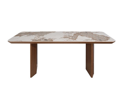 Chintaly - RUBY - Modern Ceramic & Wooden Top Table w/ Wooden Legs - RUBY-DT veiw 2