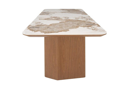 Chintaly - RUBY - Modern Ceramic & Wooden Top Table w/ Wooden Legs - RUBY-DT veiw 3