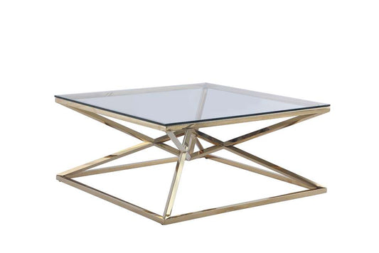 Chintaly - Square Cocktail Table With 12Mm Glass Top - 7616-CT veiw 1
