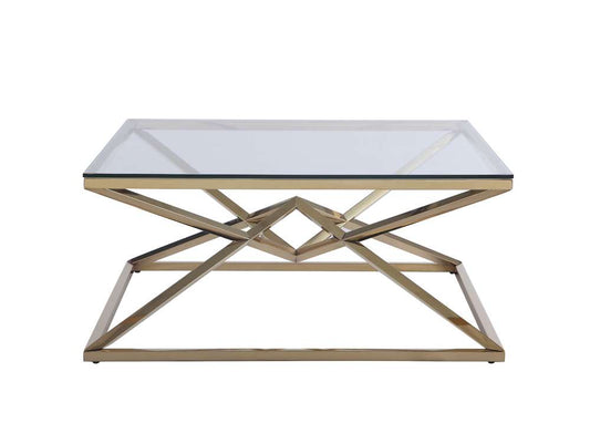 Chintaly - Square Cocktail Table With 12Mm Glass Top - 7616-CT veiw 2