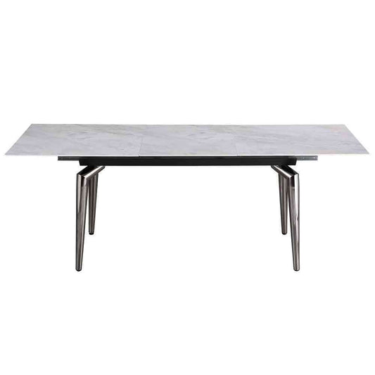 Chintaly - Tabatha - Marbleized Sintered Stone Top Table w/ Pop-up Extension - TABATHA-DT veiw 1