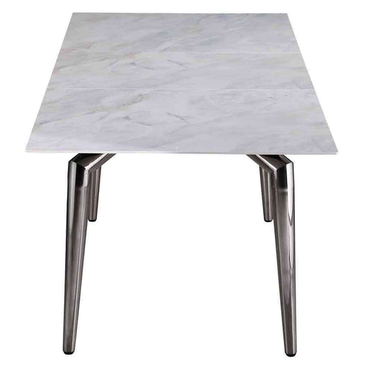 Chintaly - Tabatha - Marbleized Sintered Stone Top Table w/ Pop-up Extension - TABATHA-DT veiw 2