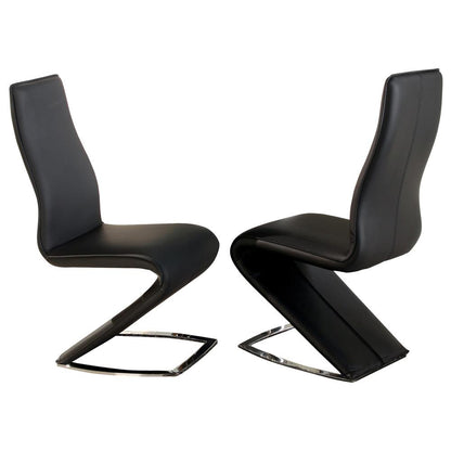 Chintaly - TARA - Modern Dining Set w/ Extendable Glass Table & Z-Shape Chairs - TARA-BLK-5PC-BLK veiw 3