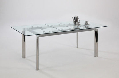 Chintaly - Tara Pop Up Extension Clear Glass Dining Table - TARA-DT-CLR veiw 2