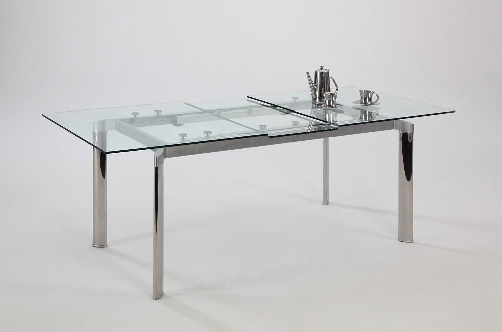 Chintaly - Tara Pop Up Extension Clear Glass Dining Table - TARA-DT-CLR veiw 3