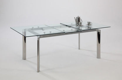 Chintaly - Tara Pop Up Extension Clear Glass Dining Table - TARA-DT-CLR veiw 3