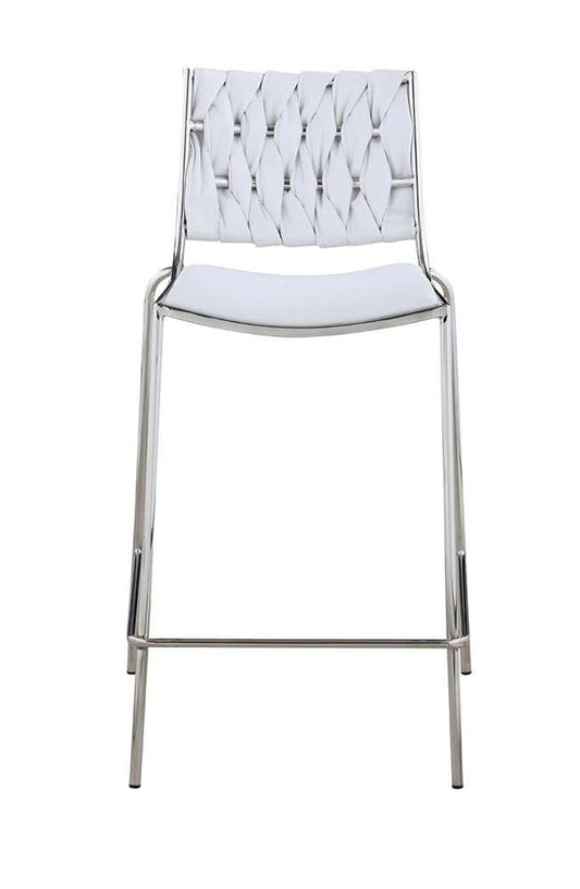 Chintaly - Taylor Contemporary Stackable Counter Stool w/ Weave Back (Set of 2) - TAYLOR-CS-WHT veiw 2